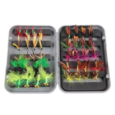 

Greensen 40PCS Multi-color Mixed Simulate Fly Fishing Hook Fish Lure Bait Artificial Feather Wing