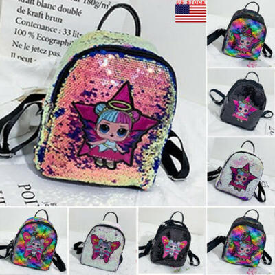 

Women Girls Backpack Casual PU Sequins Rucksack Travel Shoulder School Bag