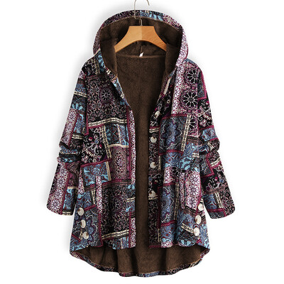 

Women Fleece Hooded - Open Front Long Sleeve Fuzzy Sherpa Loose Warm Winter Two