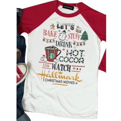 

Women Xmas Merry And Bright Raglan Shirt Round Neck Christmas Graphic