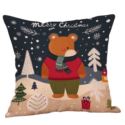 

Siaonvr Cotton Linen Christmas Snowman Tree Zipper Closure Pillow Case Throw Cushion