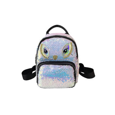 

Sequins Eyes Travel Backpacks Women School Bags PU Leather Small Knapsack