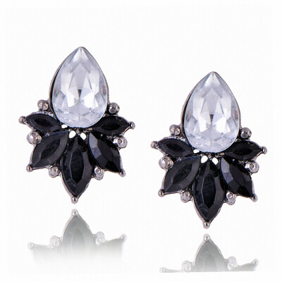 

H20 Fashion Jewelry Black Blue Crystal Rhinestone Drop Earrings Red Pink Flower Dangle Earrings Women Luxury Wedding Jewelry