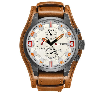 

Mens Stylish Business Watch Casual Multifunctional Wristwatch With Leather Band