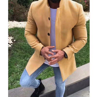 

Mens Winter Trench Coat Double Breasted Warm Long Jacket Overcoat Top Size
