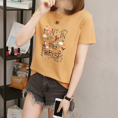 

summer cartoon short-sleeved t-shirt womens loose Korean students wild half-sleeved shirt