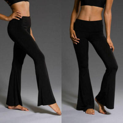 

New Women High Waist Bell-Bottom Leggings Long Trousers Loose Flare Dance Pants