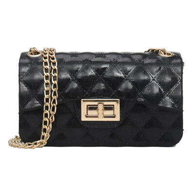 

Candy Color Jelly Shoulder Handbags Women Chain PVC Lattice Crossbody Bags