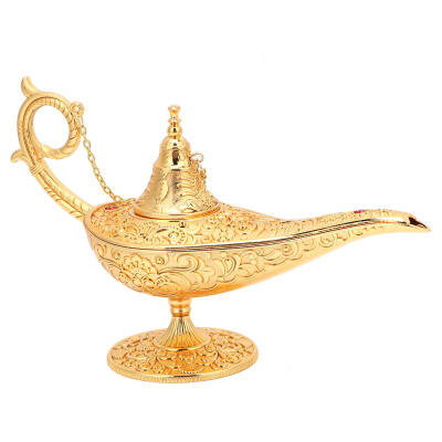 

Greensen Vintage Metal Carved Aladdin Magic Lamp Wishing Light Decoration Art Crafts Collection Gift