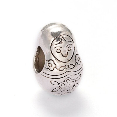 

Tibetan Style Alloy European Large Hole Beads Matryoshka Doll Cadmium Free & Nickel Free & Lead Free Antique Silver 13x9x9mm