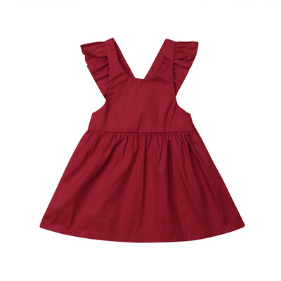 

Cute Kids Baby Girls Dress Ruffle Cotton Suspender Skirt Overalls Party Clothes