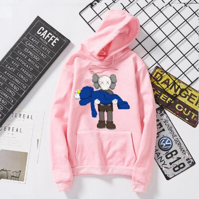 

Fashion Double Doll Embroidered Print Hooded Couple Sweatshirt O-Neck Standard Thickness Print Loose Type Top