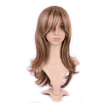

Long Curly Synthetic Wig with Bangs Hair Wigs Heat Resistant Full Wig Full Head for Women