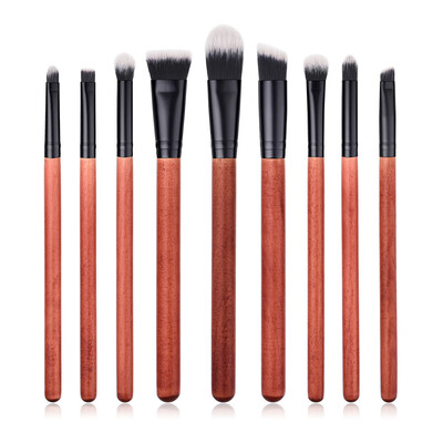 

Toponeto 9PCS Wooden Foundation Cosmetic Eyebrow Eyeshadow Brush Makeup Brush Sets Tools