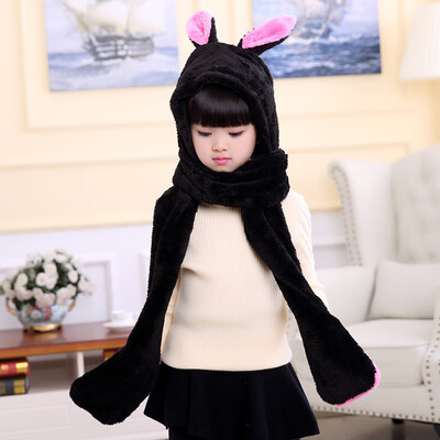 

Autumn&winter new childrens scarf cartoon plush embroidery multi-function hat scarf warm shawl men&women baby Wai