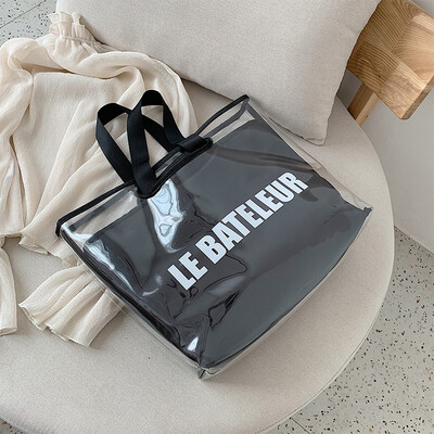 

Female bag 2019 new fashion big bag summer shoulder bag large capacity French small ocean transparent package