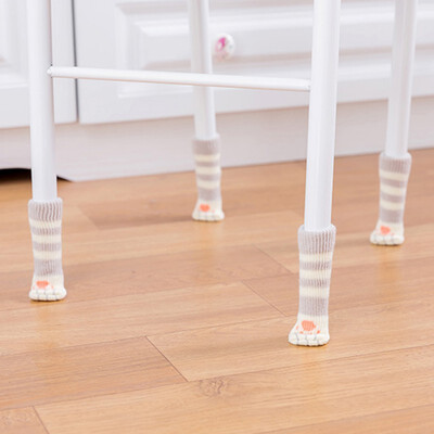 

4pcs knitting Cat style Chair Leg Socks Cat Toys Home Furniture Leg Floor Protectors Non-slip Table Cover provent cat scratching