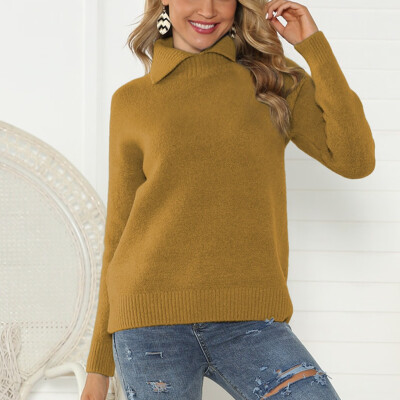 

〖Follure〗Women Casual Turtleneck Pullover long Sleeve Solid Loose Knitted Sweater Tops