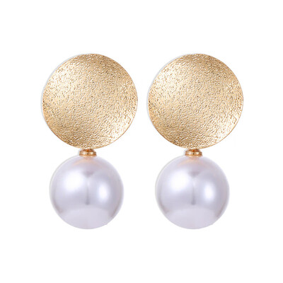 

Olaru trendy double side Simulated pearl Drop Earring For Woman New Scrub Round Korean Dangle Earrings Fashion Jewelry Brincos