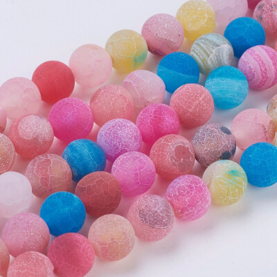 

Natural Weathered Agate Beads Strands Dyed Frosted Round Mixed Color 8mm Hole 1mm about 46pcsstrand 15