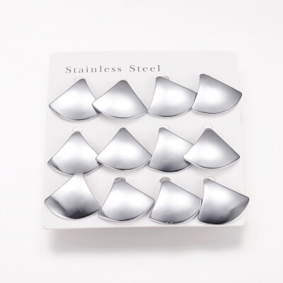 

304 Stainless Steel Stud Earrings Triangle Stainless Steel Color 25x26x15mm Pin 08mm 6pairscard