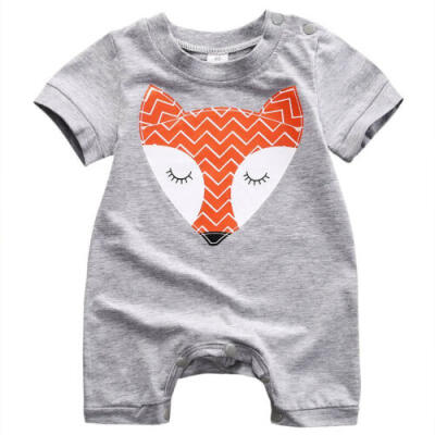 

UK Toddler Baby Boy Girl Fox Bodysuit One Piece Romper Jumpsuit Outfit Clothes