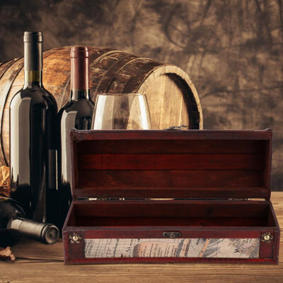 

Greensen Vintage Wooden Red Wine Champagne Single Bottle Packing Storage Box Wedding Birthday Gift