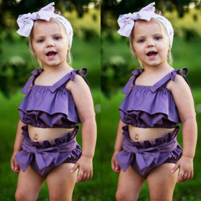 

US 3PCS Toddler Baby Girls Clothes Sling Vest TopsShorts Casual Outfits Summer