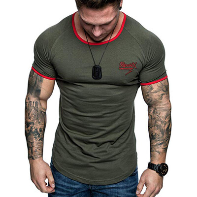

Toponeto Summer Mens Casual Letter Printed Stitching Short-sleeved T-shirt Top Blouse