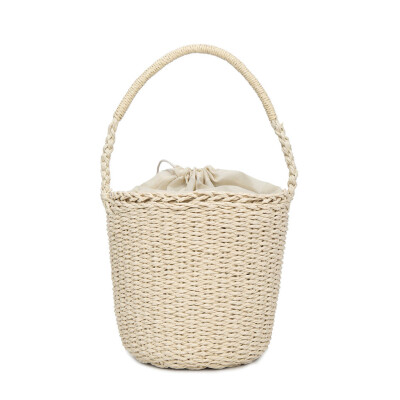 

Tailored Womens Fashion Straw Woven Bag Solid Color Handbag Wild Casual Bucket Bag