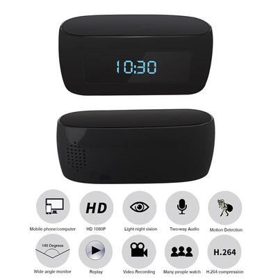 

1080P IP Camera Wi-Fi Surveillance Wireless WIFI Clock Mini Camera Remotely Monitor P2P CCTV Cam For Home SecUS Plug 14" LEN