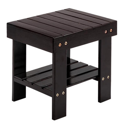 

Kids Bench Wood Seat Stool Foot Rest Shaving Stool with Storage Shelf for BathroomLiving RoomBedroom Coffee