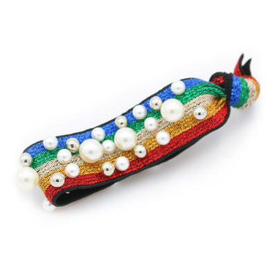 

Women Leopard Pearls Elastic Hair Rope Knotted Rainbow Girls Hairband Gift