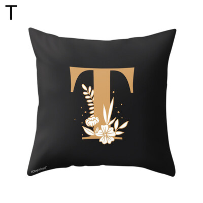 

Capital Letter Flower Print Pillow Case Waist Throw Cushion Cover Bedroom Decor