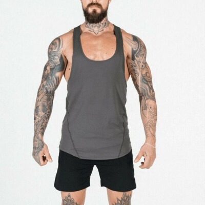 

Mens Workout Undershirts Tank Top Bodybuilding Gym Muscle Fitness Stringer Tee