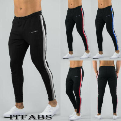 

New Mens Super Slim Skinny Fit Sport Pant Stretch Bottoms Joggers Pants Trousers