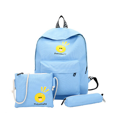 

Tailored 3PC Canvas Cute Cartoon Shoulder Bags Backpack Girls Travel Bag Backpack BK