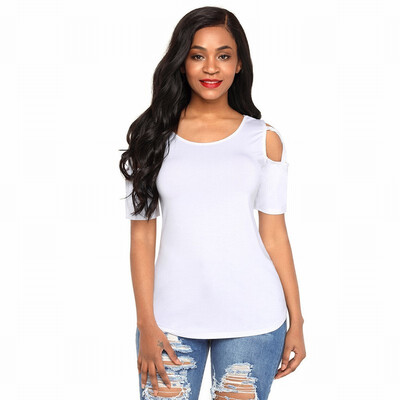 

Solid color round neck short-sleeved bottoming shirt casual simple straight top