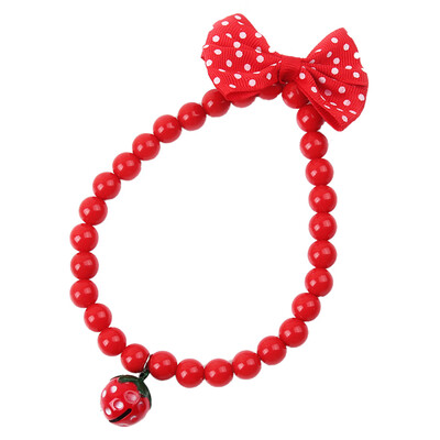 

1pc Pet Dog Cat Jewelry Beads Necklace Strawberry Bell Bowknot Red Collar