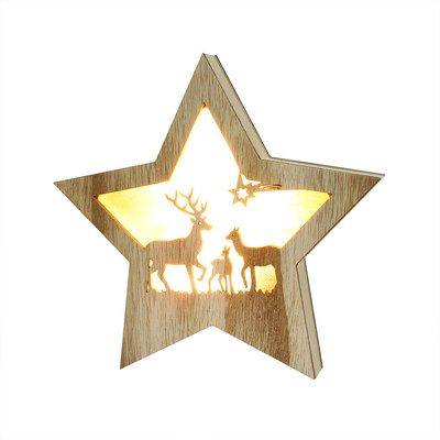 

Toponeto Wooden Five Pointed Star LED Lights Christmas Halloween Decoration Bedside Lamp