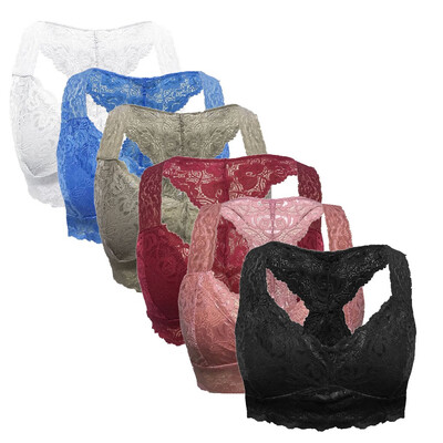 

〖Follure〗6PC Women Plus Size Vest Crop Wire Free Bra Lingerie Sexy V-Neck Underwear -3XL