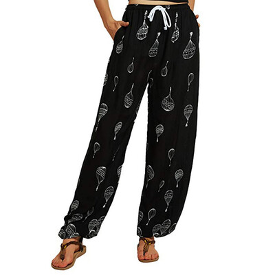 

Womens Mid-Waist Casual Floral Print Boho Yoga Pants Harem Pants Jogger Pants
