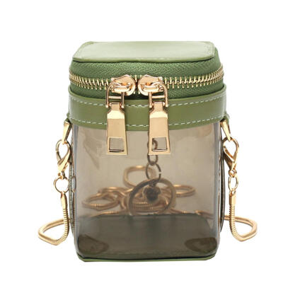 

Girls Transparent Bucket Shoulder Handbags Casual Women Chain Crossbody Bag