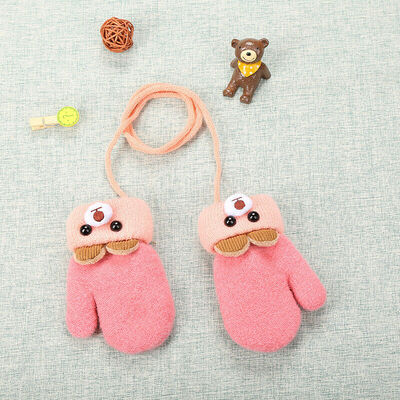 

Winter Warm Toddlers Baby Boy Girl Kids Thick Fur Cartoon Bear Gloves Mittens