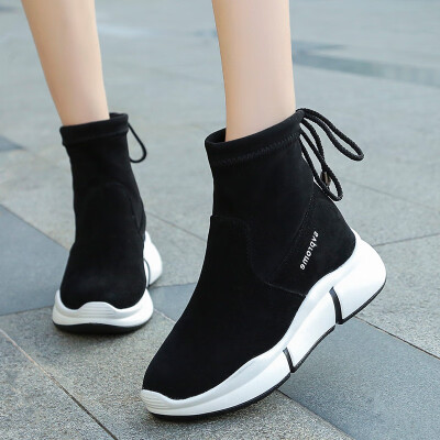 

Autumn&winter short boots womens shoes Korean version of Joker casual sports thick suede short boots tide