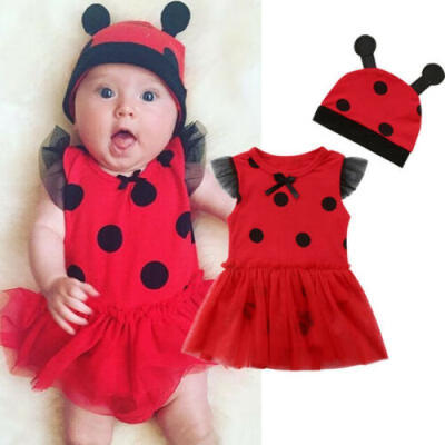 

Ladybug Costume Toddler Newborn Baby Girls Tutu RomperHat Halloween Fancy Dress