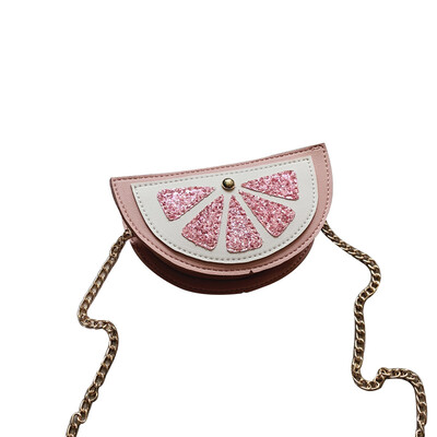 

Girls Kids Children Handbag High Quality Women Sweet Cute Orange Pattern With Sequins Cross-body PU Shoulder Messenger