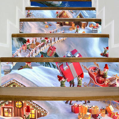 

〖Follure〗Christmas 3D Simulation stair stickers Waterproof Wall Stickers DIY Home Decor