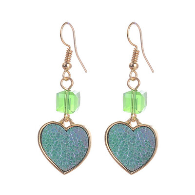 

Elegant Love Heart Pendant Hook Earrings Faux Gem Charm