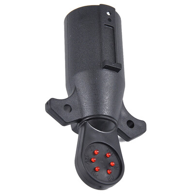 

7 Way Round RV Trailer Light Connector Adapter Plug Socket Boat Black Car Accessories